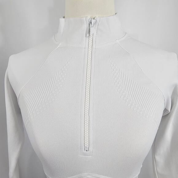 Joja Exhale White Cropped 1/2 Zip Textured Long Sleeve Pullover Size S NWOTF - Picture 3 of 14